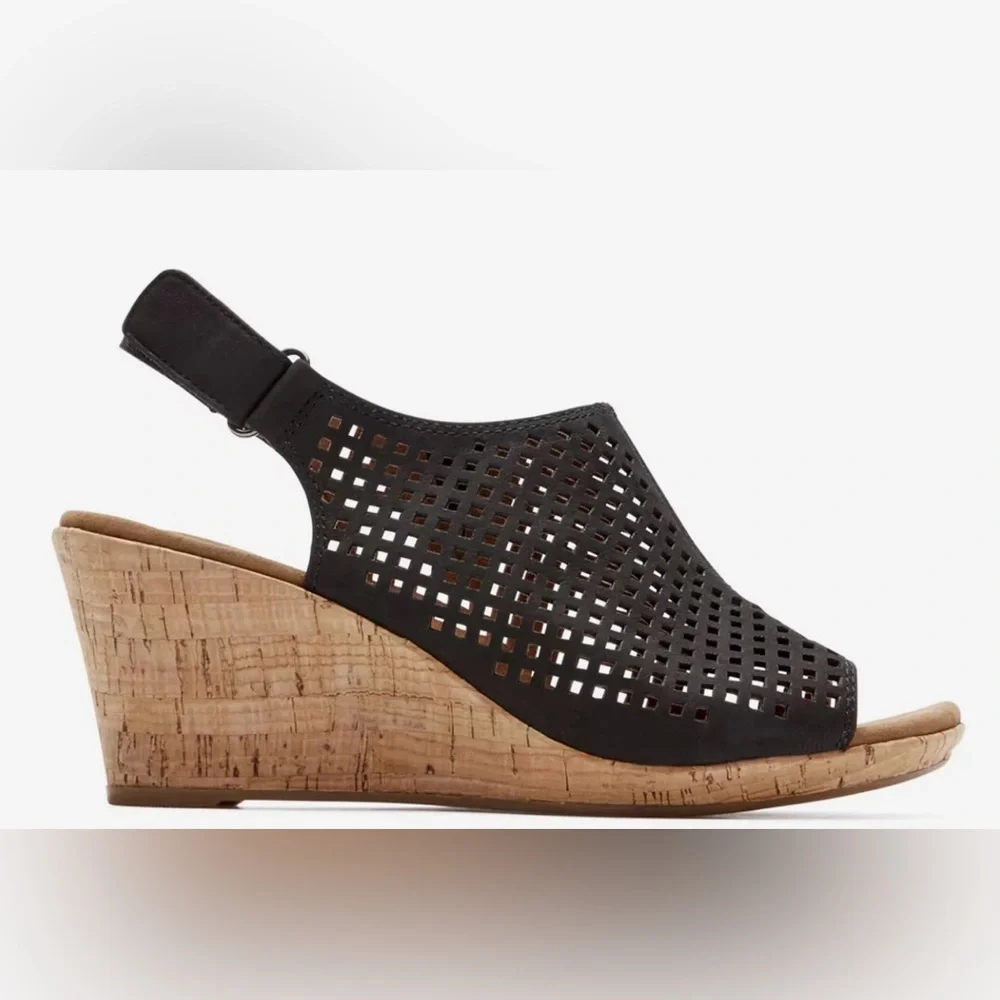 NWT Rockport Brian Size 9M Sling Wedge Sandal New $150 Retail Shoes